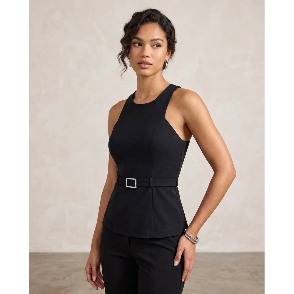 Maeve Anthropologie Women S Black Fit & Flare Sparkle Buckle Summer Fall Cute
